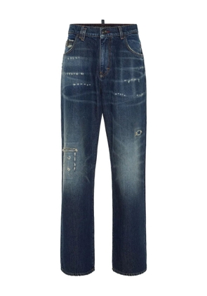 Philipp Plein distressed logo-plaque jeans - Blue