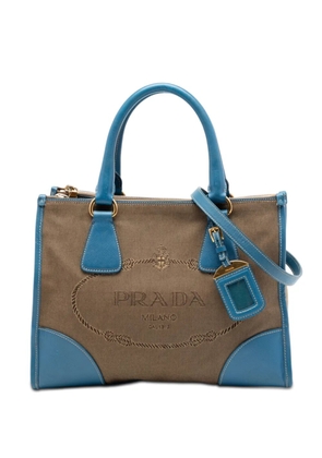 Prada Pre-Owned 2010-2026 Saffiano Trimmed Canvas Canapa Logo Double Zip satchel - Brown