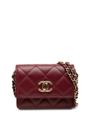 CHANEL Pre-Owned 2021-2026 CC Quilted Lambskin Card Holder On Chain crossbody bag - Red
