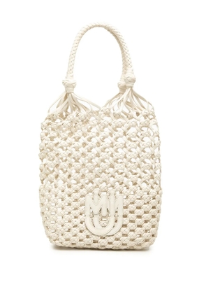 Miu Miu Pre-Owned 2020-2026 Nappa Macrame bucket bag - White