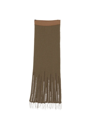 Uma Wang distressed ribbed-knit skirt - Brown