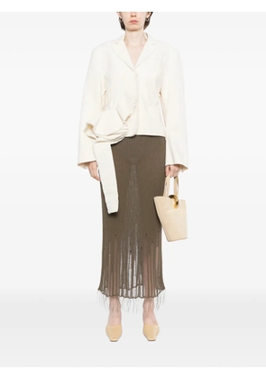 Uma Wang distressed ribbed-knit skirt - Brown