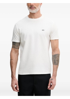 Armani Exchange logo-embroidered textured T-shirt - White
