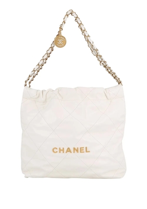 CHANEL Pre-Owned 2021-2026 Small Shiny Calfskin 22 hobo bag - White