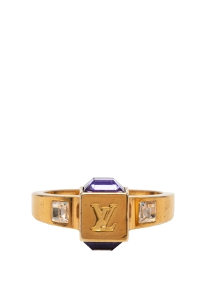 Louis Vuitton Pre-Owned 2010 Gold Plated Crystal Gamble Cocktail Ring L costume ring