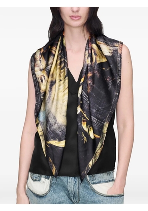Maison Margiela printed silk scarf - Black