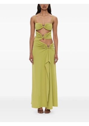Christopher Esber Orbit ruched cutout long dress - Green