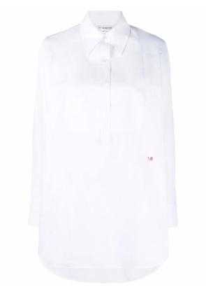 Victoria Beckham logo embroidered long-sleeved shirt - White