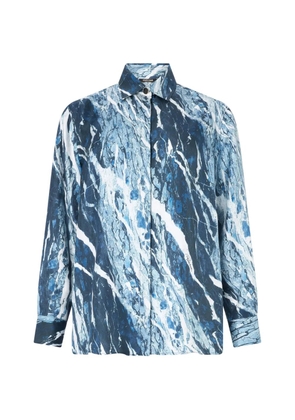 Roberto Cavalli marble-print long-sleeve blouse - Blue