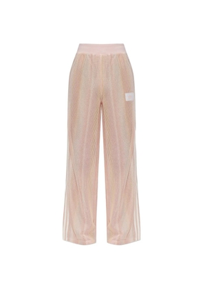 adidas logo-patch striped mesh trousers - Pink