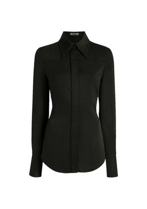 Another Tomorrow bias-seamed topstitching shirt - Black