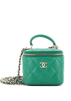 CHANEL Pre-Owned Classic Top Handle Vanity Case with Chain Quilted Lambskin Mini crossbody bag - Green