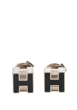 Hermès Pre-Owned 1990-2020 Palladium Plated Enamel Cage D H Push Back Earrings costume earrings - Silver