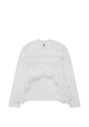 Noir Kei Ninomiya ruffled tulle-overlay T-shirt - White