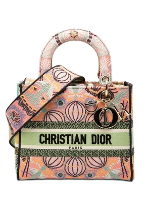 Christian Dior Pre-Owned 2020 Medium Embroidered Canvas In Lights Lady D Lite satchel - Pink