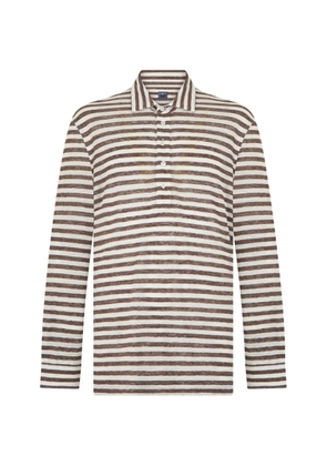 Fedeli striped long-sleeve polo shirt - Brown