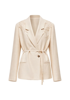 Blugirl lace-embellished belted blazer - Neutrals
