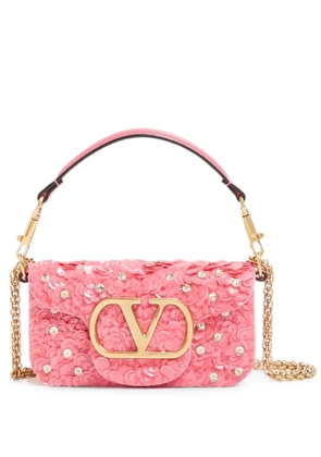 Valentino Garavani Locò small embroidered shoulder bag - Pink