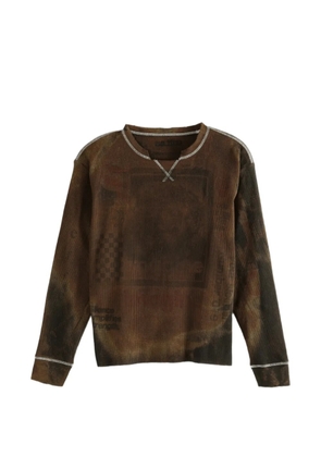 SAITOS graphic-print waffle-knit T-shirt - Brown