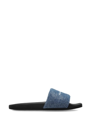 Alexander Wang sequin-embellished denim slides - Blue