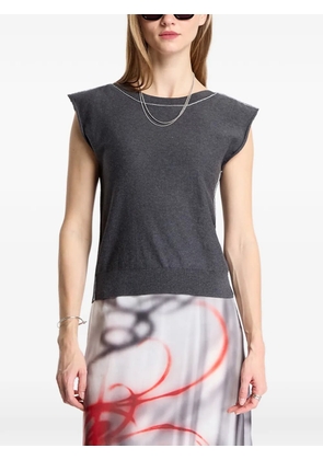 MM6 Maison Margiela logo-patch short-sleeved top - Grey