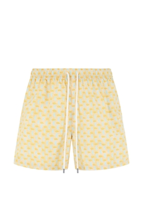 Fedeli seahorse-print drawstring swim shorts - Yellow