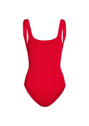 Hunza G Coverage Square Neck crinkle-effect swimsuit - Red