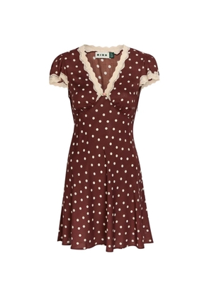 Rixo Cely polka-dot lace-trim mini dress - Brown
