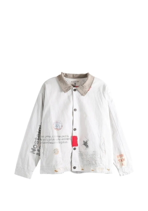 SAITOS graphic-print patch-detail cotton jacket - Grey