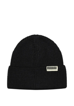 Woodbird Yupa Long ribbed-knit beanie hat - Black