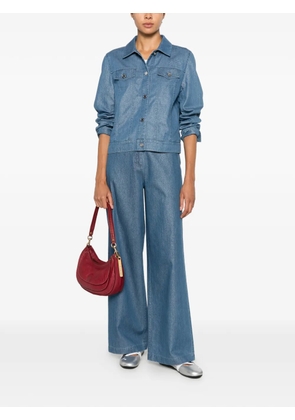 Karl Lagerfeld logo-embroidered lightweight denim jacket - Blue