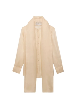 Another Tomorrow scarf-detail shirt - Neutrals