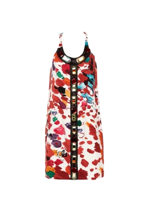 Saint Laurent Pre-Owned jewel-embellishment midi dress - White