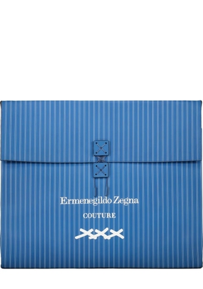 Zegna pinstripe logo-print tote bag - Blue