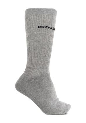 DSQUARED2 logo-embroidered ribbed socks - Grey