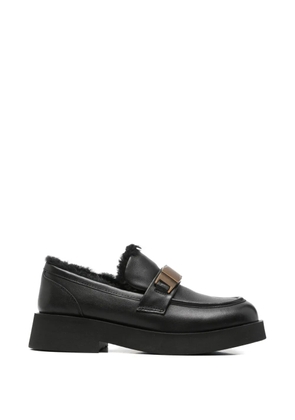 SERGIO MORETTI FIRENZE shearling-lined buckle-detail loafers - Black