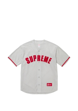 Supreme mesh logo-appliqué baseball jersey - Grey