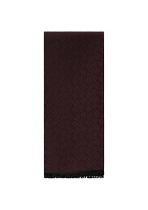 Zegna geometric-pattern frayed scarf - Red
