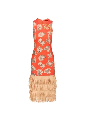Simon Miller Jooni fringed sea-print midi dress - Orange