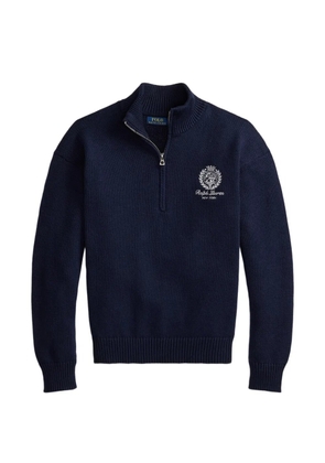Polo Ralph Lauren embroidered-logo quarter-zip sweater - Blue