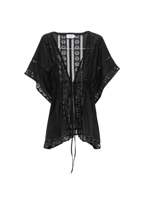 Charo Ruiz Ibiza guipure-lace drawstring-waist kaftan - Black