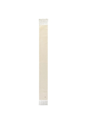 Zegna fringe-trimmed embroidered scarf - Neutrals