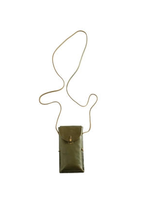 Ziggy Chen contrast-stitch shoulder-strap clutch bag - Green