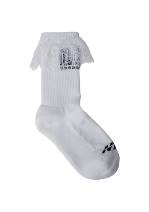 VTMNTS lace-trim barcode socks - White