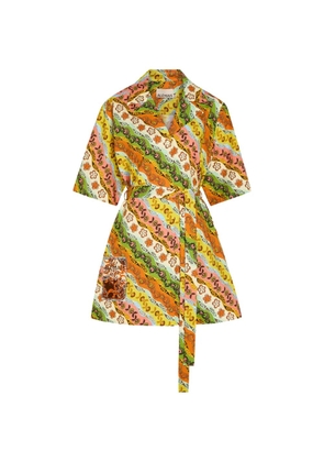 ALEMAIS Janine graphic-print belted mini dress - Orange