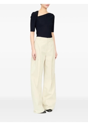 MM6 Maison Margiela light cotton twill wide-leg trousers - Neutrals