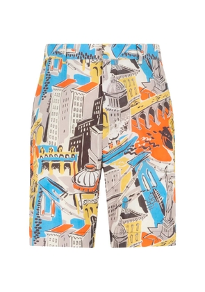 Moschino abstract-print cotton-blend shorts - Orange