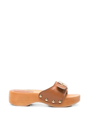 Scholl Pescura Heel Sr leather heeled sandals - Brown