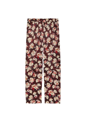 Rabanne floral-print silk trousers - Brown