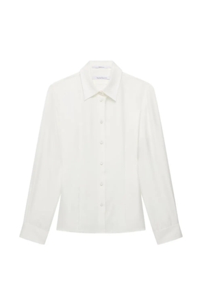 Another Tomorrow Fitted darted silk blouse - White